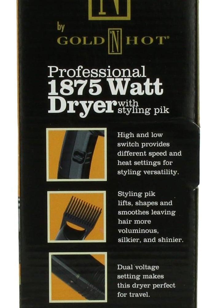 Gold N Hot Professional 1875-Watt Hair Dryer with Styling Pik and Air Concentrator - Image 2