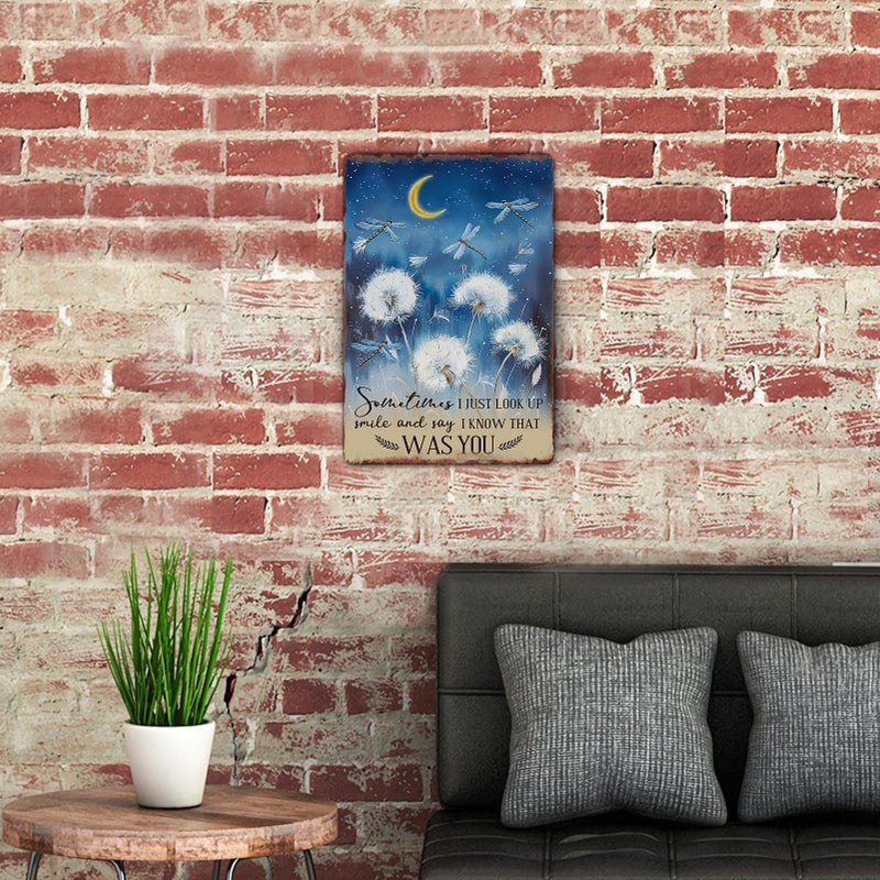 Sanwarm Metal Sign 8X12 Inch  Just Look Up Smile Say I Know That Was You Dragonfly Dandelion Inspiring Vintage Tin Sign Wall Art Decor for Home  Living Room  Bedroom  Office  Cafe And Pub Decoration - Image 5