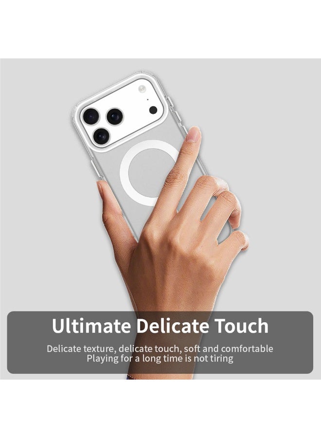 أكاليكس جراب ماجسيف فاخر غير لامع لهاتف آيفون 17 برو، غطاء مغناطيسي نحيف مقاوم للصدمات، (أبيض) - Image 5