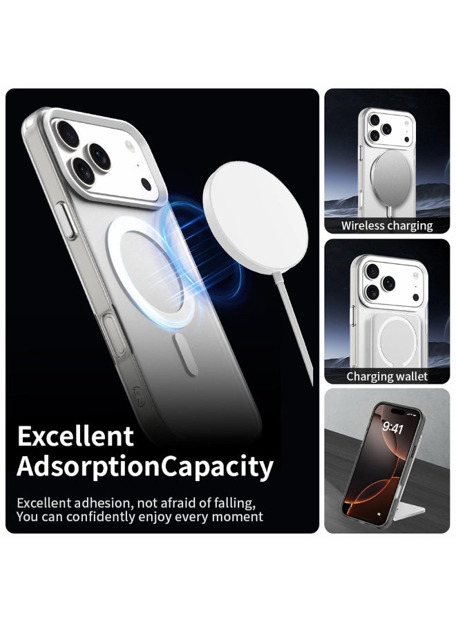 أكاليكس جراب ماجسيف فاخر غير لامع لهاتف آيفون 17 برو، غطاء مغناطيسي نحيف مقاوم للصدمات، (أبيض) - Image 3