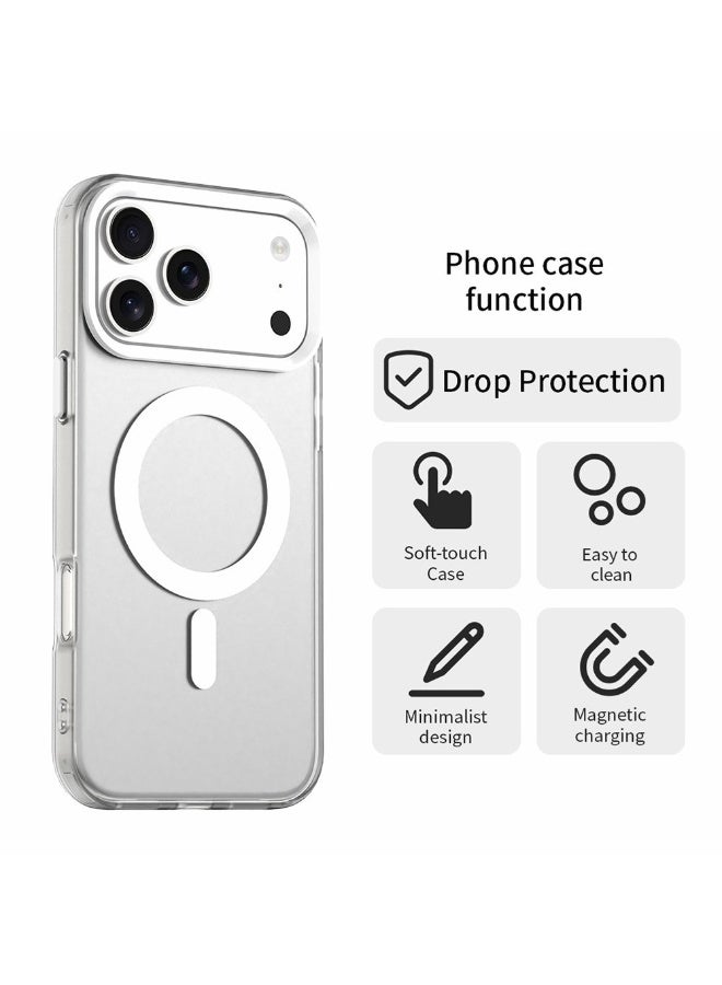 أكاليكس جراب ماجسيف فاخر غير لامع لهاتف آيفون 17 برو، غطاء مغناطيسي نحيف مقاوم للصدمات، (أبيض) - Image 2