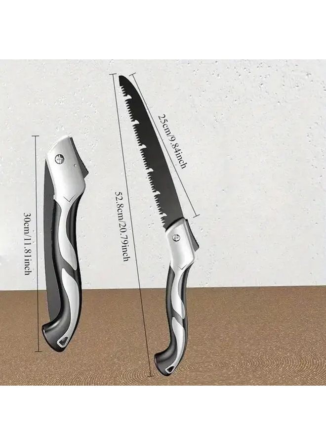 300MM Folding Saw High Carbon Steel 3 Sided Sharp Blade Garden Pruning Logging Tool - Image 4