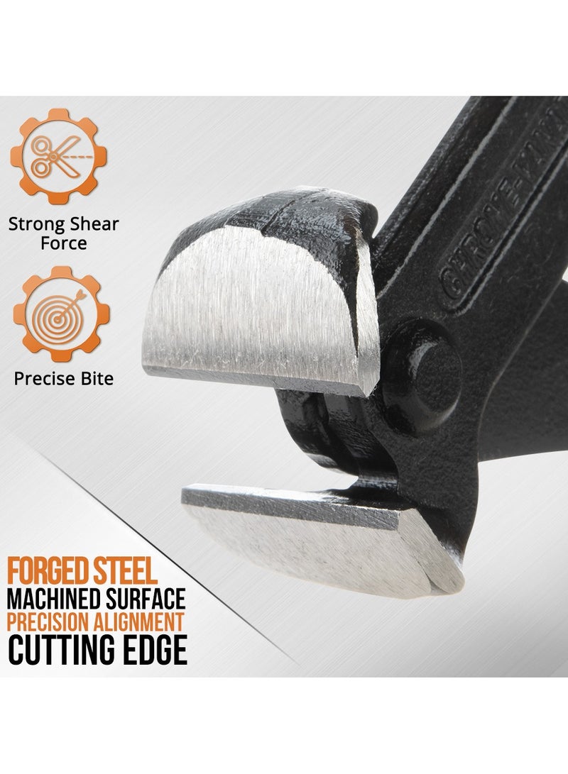 KSEIBI End Cutting Pliers 6 Inch, Grip Handle Black Chrome Vanadium Steel, Carpenter Pincer, Nippers Tool, Nail Remover, Steel Wire Cutter, plumbing and Construction Tool, Cutting PVC Pipes, Precise Cutting. - Image 3