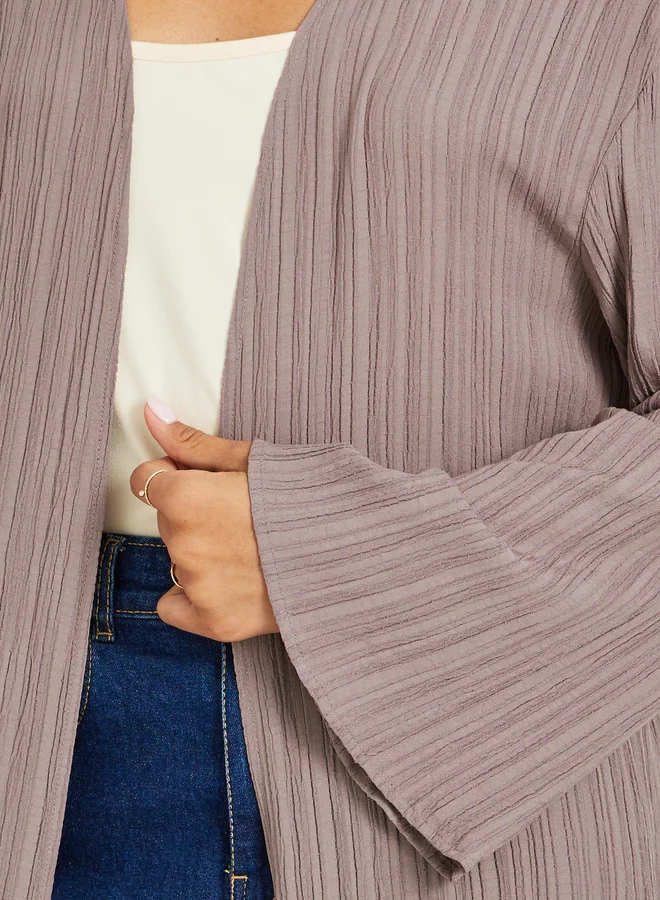 Styli Textured Regular Fit Maxi Length Kimono
