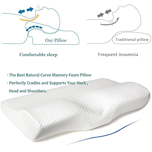 EPABO Contour Memory Foam Pillow Orthopedic Sleeping Pillows, Ergonomic Cervical Pillow for Neck Pain - for Side Sleepers, Back and Stomach Sleepers, Free Pillowcase Included (Firm & Queen) - Image 3