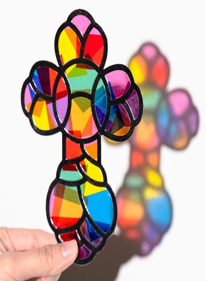 EggSun 36 Sets Cross Suncatchers Craft Kit Ornaments Stained Glass Window Arts and Crafts Kit for Sunday School Holiday Birthday Supplies Home Christian Decorations Ages 4 8 12 - Image 3