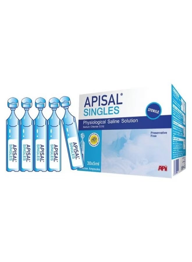 Apisal singles physiological saline solution 30×5ml - Image 1