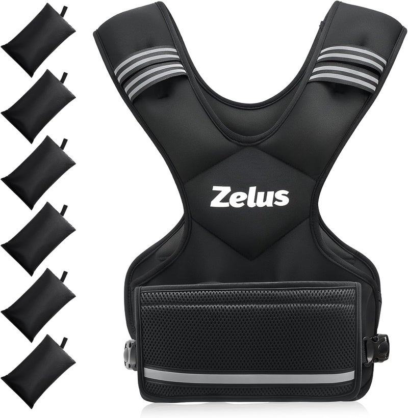 ZELUS Weighted Vest for Men and Women | 4-10lb/11-20lb/20-32lb Vest with 6 Ironsand Weights for Home Workouts | Adjustable Body Weight Vest Exercise Set for Cardio and Strength Training - Image 1