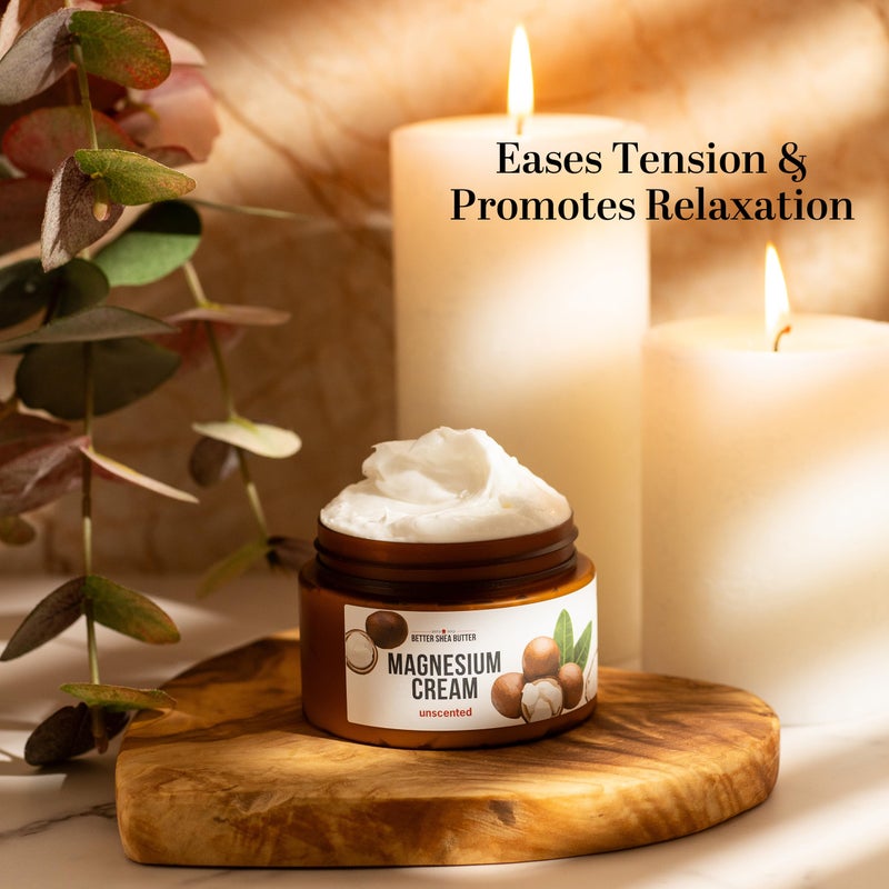 Better Shea Butter Magnesium Cream for Leg Cramps | Relieves Muscle Tension | Night Lotion Safe for Pregnancy, Kids and Babies | Organic and Natural Ingredients | Vegan, Made in USA | (Unscented) - Image 2