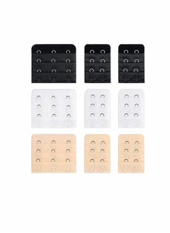 9Pcs Bra Extender Set of 3 Hooks and 2 Hooks Soft and Comfortable Women Bra Extensions-Black White and Beige