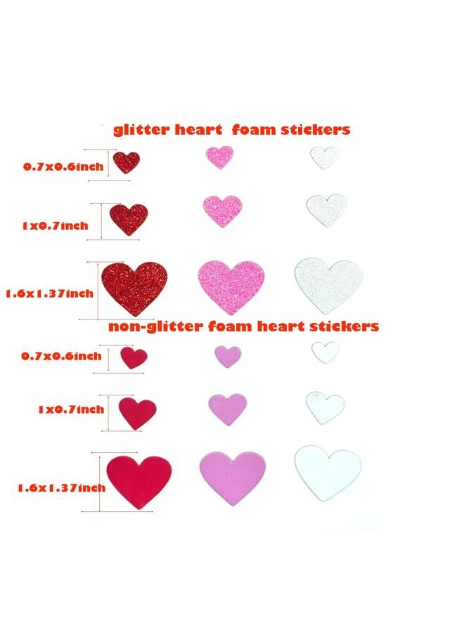 IFKEGON 360PCS Glitter Foam Heart Stickers，3D Valentine Puffy Stickers with Heart，Bulk Valentine Foam Heart Stickers for Scrapbooking and Card(360) - Image 2