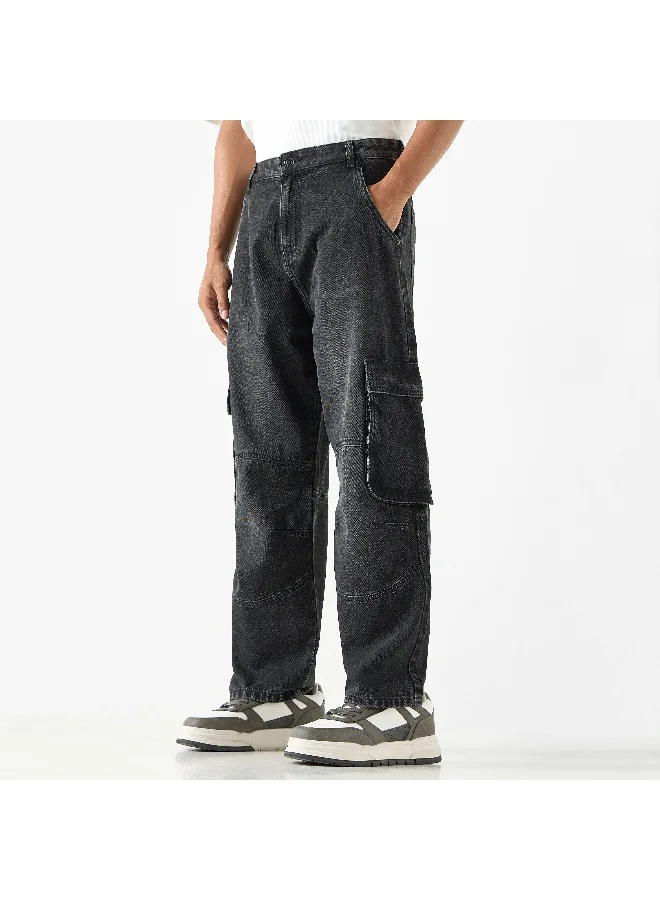 Lee Cooper Lee Cooper Solid Relaxed Fit Jeans with Pockets