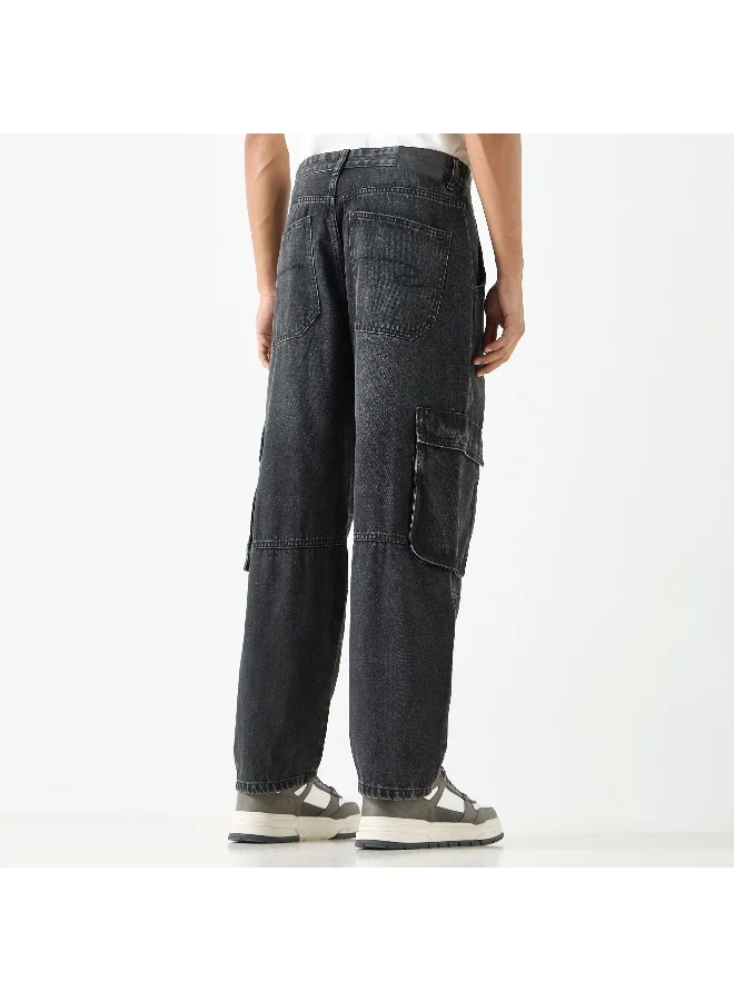 Lee Cooper Lee Cooper Solid Relaxed Fit Jeans with Pockets