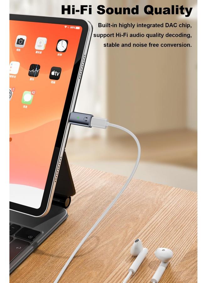 USB C to Lightning Audio Adapter, Type C Male to Female Converter, HiFi Audio for iPhone 15 Series, iPad, MacBook and Other Type C Devices (Grey) - Image 4