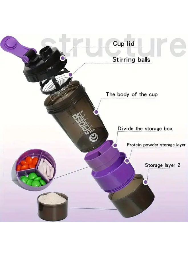 500ML 17 Oz Portable Shaker Cup With Mixing Spring Leakproof Purple Matte Finish For Gym Travel Camping Protein Shakes Fitness Gift For Athletes Personal Trainers Outdoor Adventurers Durable Construction Blender Bottle Active Lifestyle - Image 2