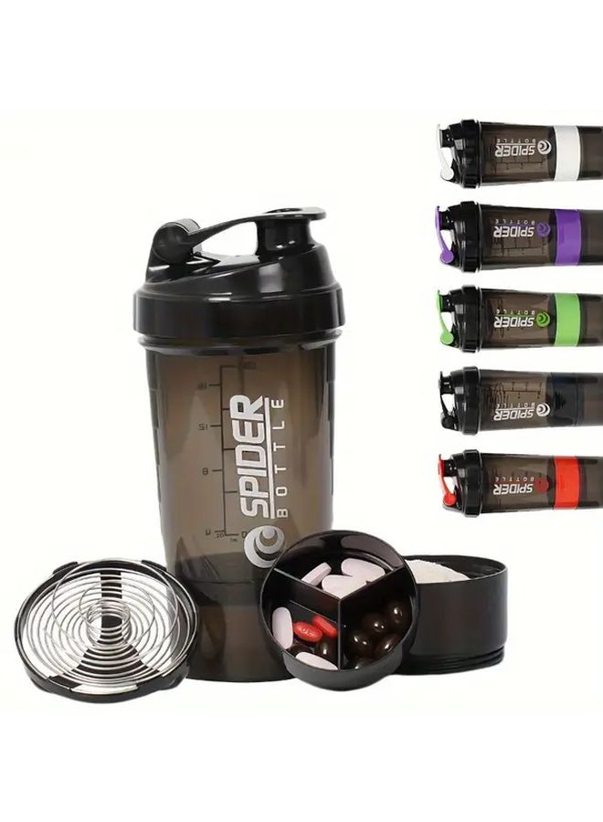 500ML 17 Oz Portable Shaker Cup With Mixing Spring Leakproof Purple Matte Finish For Gym Travel Camping Protein Shakes Fitness Gift For Athletes Personal Trainers Outdoor Adventurers Durable Construction Blender Bottle Active Lifestyle - Image 1