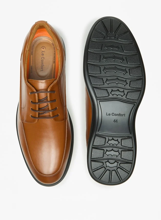 لو كونفورت Men's Solid Derby Shoes with Lace-Up Closure