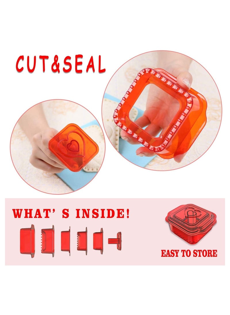Wicofen - Square Uncrustable Maker, Sandwich Cutter and Sealer for Kids, Crustless Sandwich Decruster for Boy and Girl, Safety Material Easy to Use(6-in-1) - Image 1