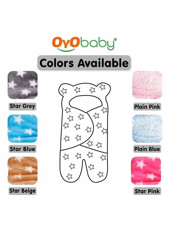 OYO BABY - 3 In 1 Hooded Baby Blanket Wrapper (Star Grey And Blue) Towel For Boy And Girl ; All Season Soft Swaddle ; 0 6 Months ; Nursing Baby Gifts ;Sleeping Bag ; Bath Robe - Image 1