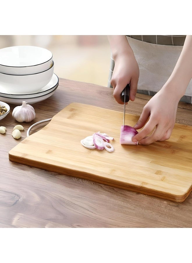 Heavy-Duty Bamboo Kitchen Cutting Board – Recyclable, Biodegradable Surface with Metal Handle-34 X 24 cm - Image 5