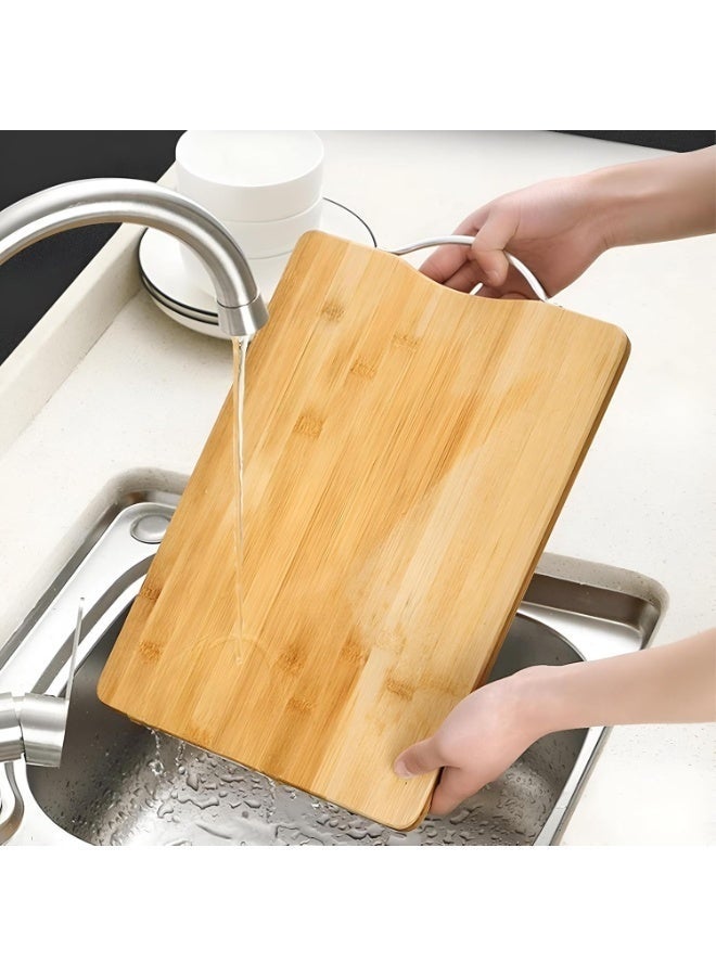 Heavy-Duty Bamboo Kitchen Cutting Board – Recyclable, Biodegradable Surface with Metal Handle-34 X 24 cm - Image 4