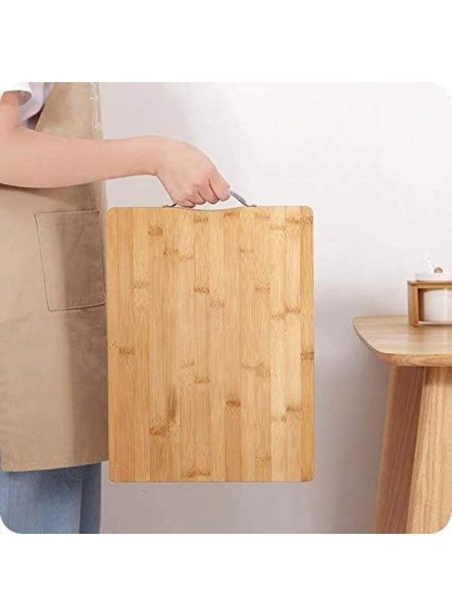 Heavy-Duty Bamboo Kitchen Cutting Board – Recyclable, Biodegradable Surface with Metal Handle-34 X 24 cm - Image 3