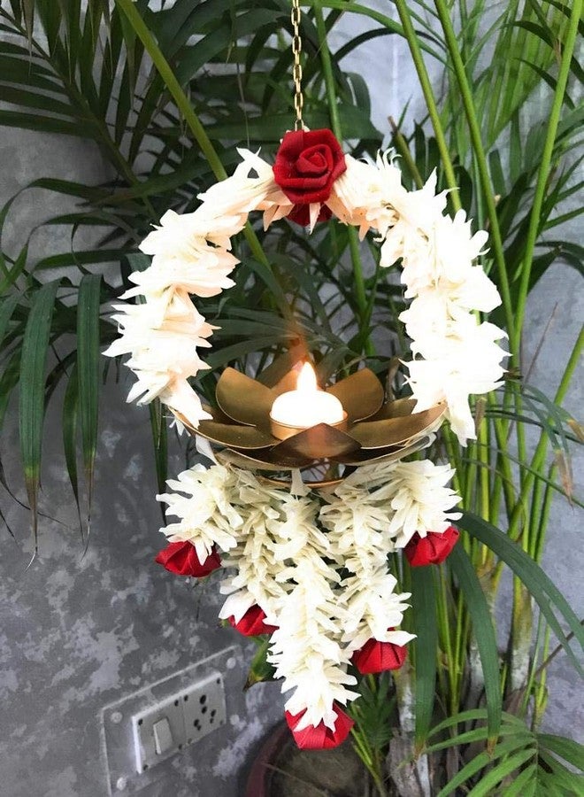 AGAAS ENTERPRISES AGAAS Enterprsies Beautiful Flower Decorated Wall Hanging Diya tealight Candle Holder Diwali Decorative Item Puja Room Wedding Decore Showpiece Flower Hanging Gift Item - Image 1