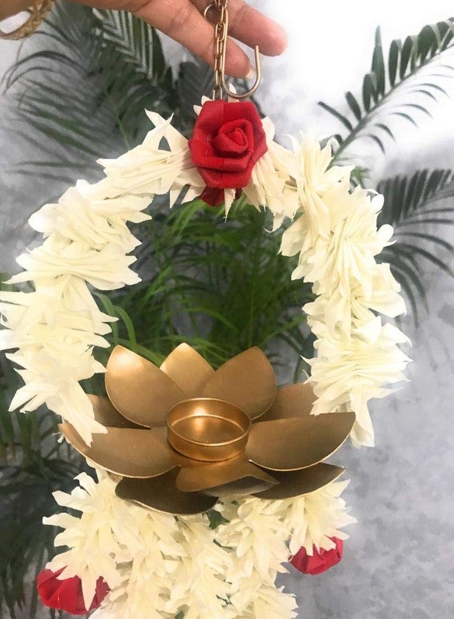 AGAAS ENTERPRISES AGAAS Enterprsies Beautiful Flower Decorated Wall Hanging Diya tealight Candle Holder Diwali Decorative Item Puja Room Wedding Decore Showpiece Flower Hanging Gift Item - Image 2