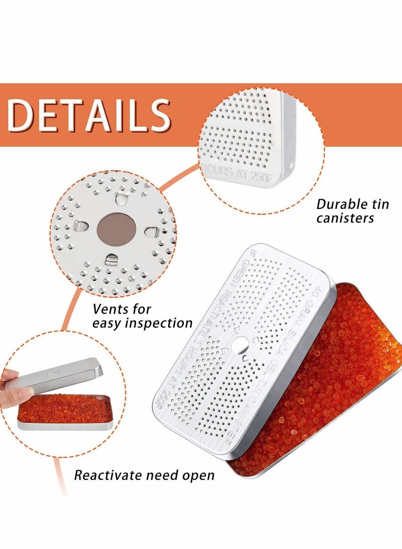 Y&D Indicating Silica Gel Dehumidifier Desiccant, 40 Gram Each Packs, Reusable Absorber Orange Desiccant Canisters, Green Bead Tin for Car, Closet, Cabinet, Bag, Storage Box(Pack of 3) - Image 4