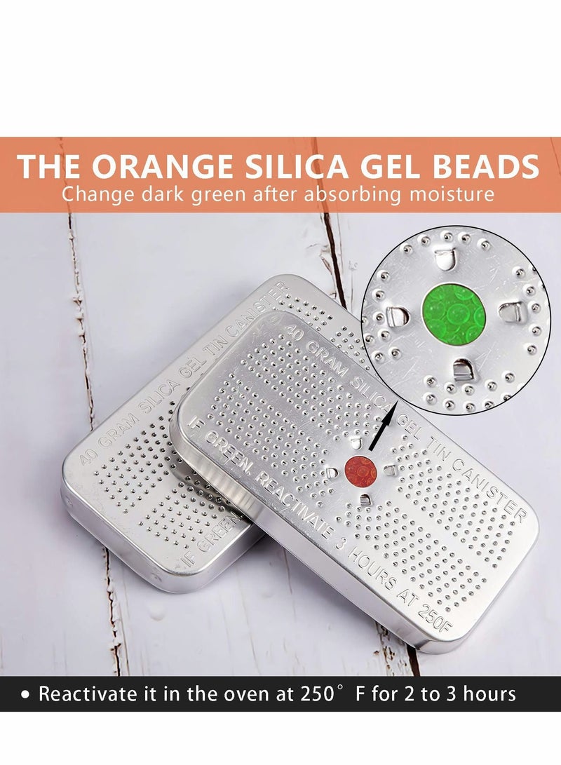 Y&D Indicating Silica Gel Dehumidifier Desiccant, 40 Gram Each Packs, Reusable Absorber Orange Desiccant Canisters, Green Bead Tin for Car, Closet, Cabinet, Bag, Storage Box(Pack of 3) - Image 5
