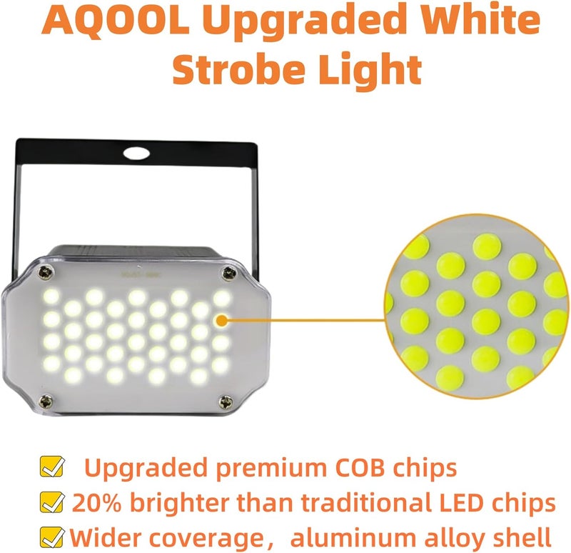 Acool White Strobe Light, Super Bright 36 LED White Strobe Lights Sound Activated & Flash Speed Control Mini Strobe Lights for Halloween Christmas Clubs DJ Birthday Room Dance(No Remote) - Image 4