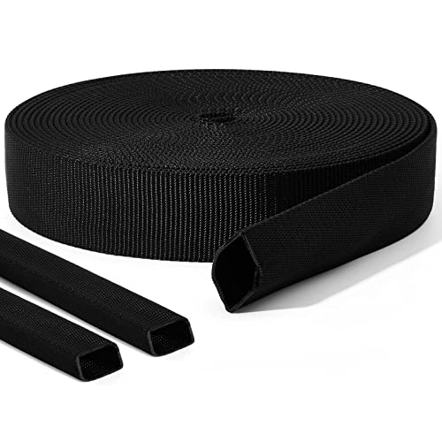 Hanaive 26 ft Nylon Hydraulic Hose Protector Sleeve Tig Torch Cable Cover Black Protective Cover Hose Sheath Hydraulic Wrap Cutting Wire Sheath Sleeve Management Wrap for Cord Tig(1 Inch Id) - Image 1