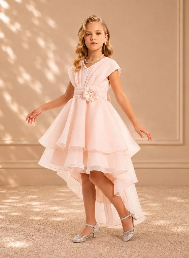 فيا بامبينو Blush Tiered High-Low Organza Dress 3482