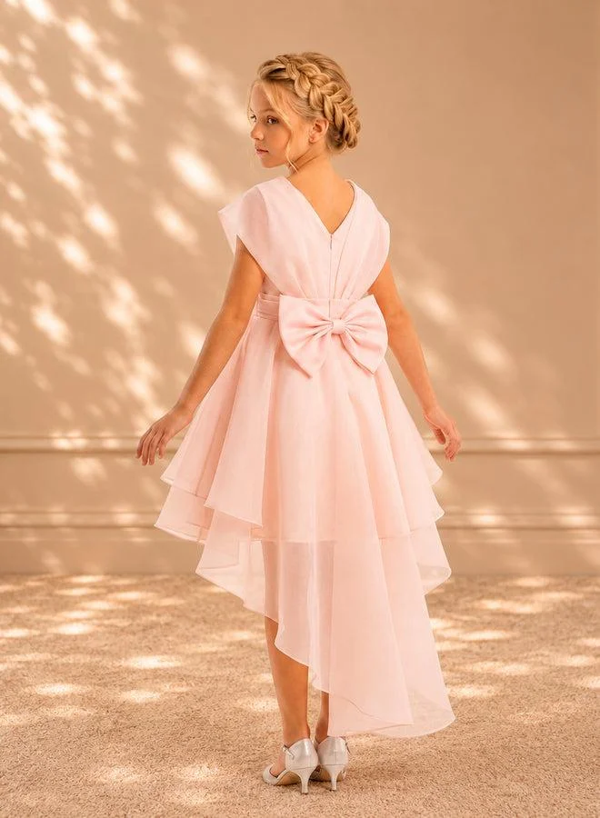 فيا بامبينو Blush Tiered High-Low Organza Dress 3482