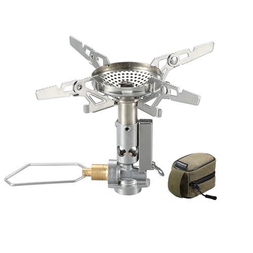 camping moon CAMPINGMOON Canister Top Stove Portable Compact Foldable w/Micro Regulator w/4Flex w/igniter XD-2F (Silver) - Image 1