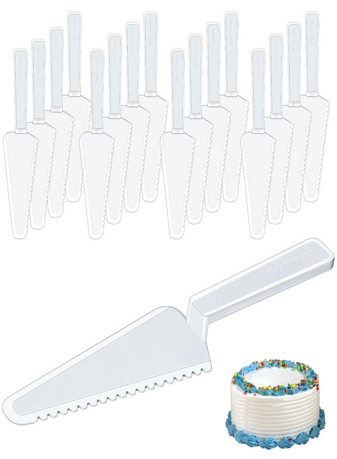 TINSKY 100Pcs Plastic Disposable Cake Cutter 9.1Inch Wedding Pie Server Plastic Spatula Cake Server Cutting Knives Pie Pizza Pastry Slicer Serving Utensils (Clear-100pcs) - Image 1