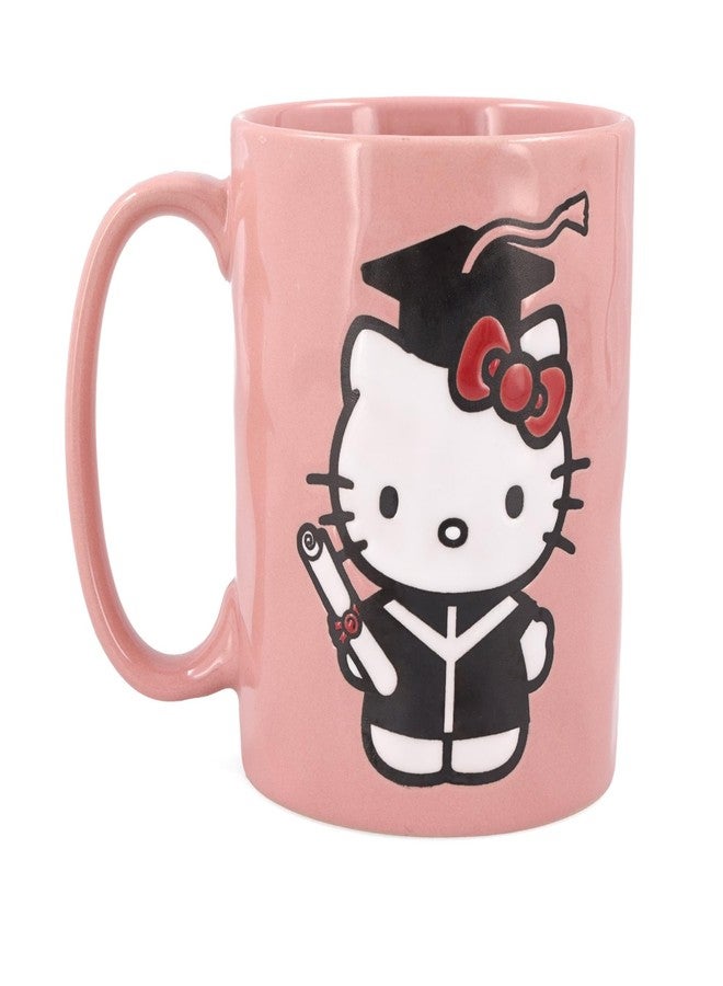 Silver Buffalo Hello Kitty Graduation Wax Resist 17.5oz Pottery Ceramic Mug - Image 1