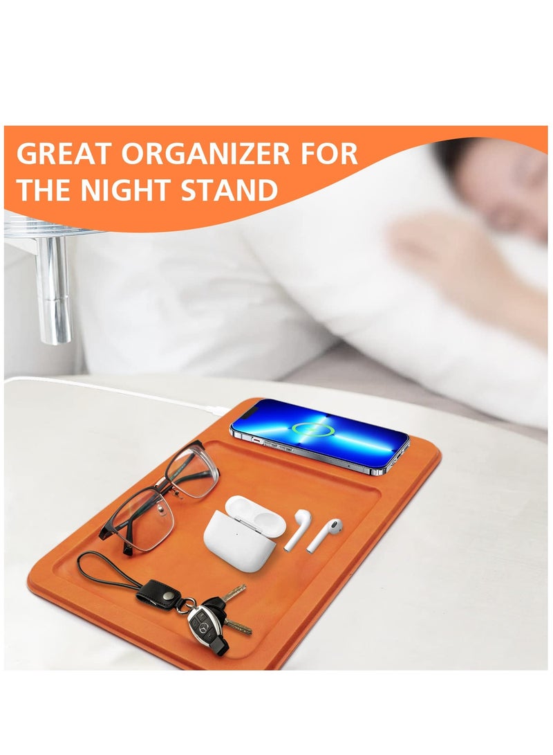 Excefore Valet Tray With Wireless Charging, Desk And Night Stand Organizer, 15W Charging Station, Wireless Charging Station, Compatible with Wireless Charging Phone, For OfficeHome Use - Image 4