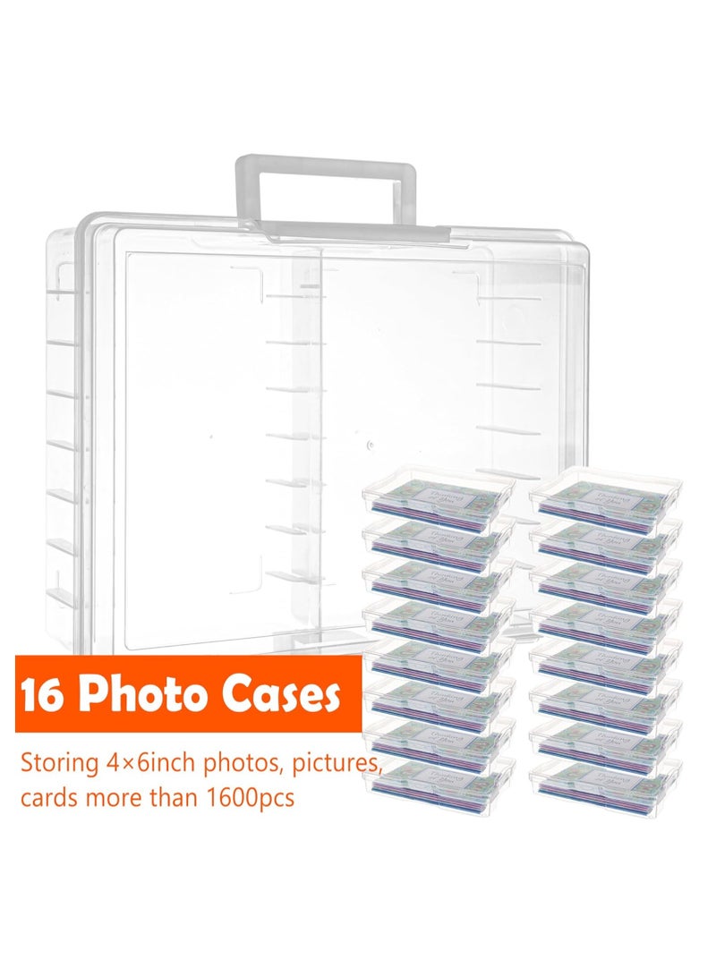Relex Photo Storage Box 4" x 6" Photo Case, 16 Inner Photo Keeper, Clear Photo Boxes Storage, Plastic Photo Organizer for Seed, Cards, Picture, Craft with 1 Sheet Label Sticker  - Image 3