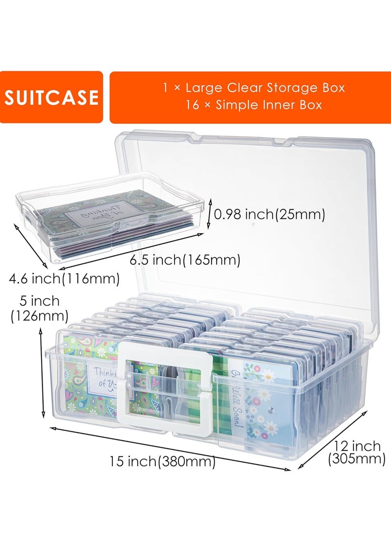 Relex Photo Storage Box 4" x 6" Photo Case, 16 Inner Photo Keeper, Clear Photo Boxes Storage, Plastic Photo Organizer for Seed, Cards, Picture, Craft with 1 Sheet Label Sticker  - Image 5