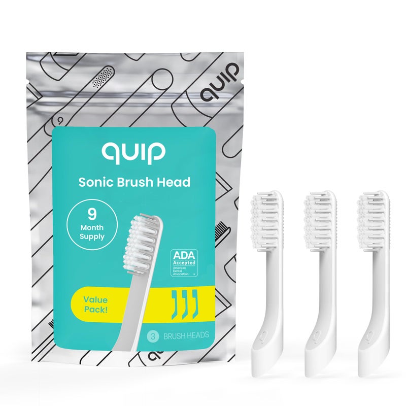 quip Sonic Toothbrush Replacement Heads for Adults 3 Pack Verified quip Standard Brush Head Refills for Electric Toothbrushes Soft Bristles Compact Flexible Last 3 Months Each