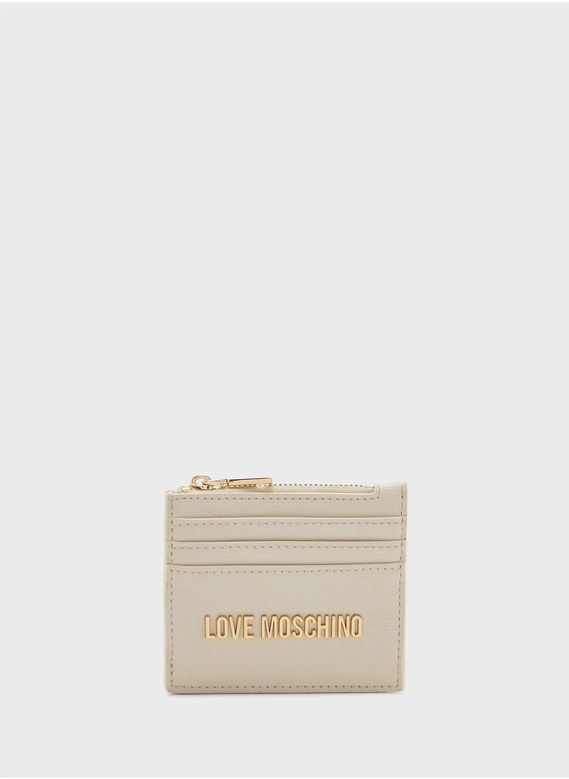 لوف موسكينو Logo Detailed Zip Over Wallet