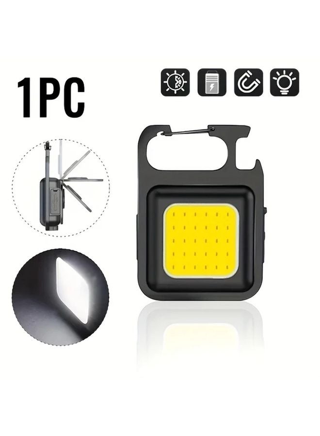 Mini Keychain Lamp USB Rechargeable Adjustable Angle Magnetic Base Flashlight For Camping Emergency - Image 1