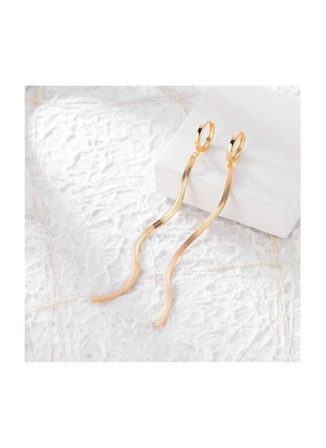 Fayrouz Jewellery - Dangle earrings made of stainless steel plated with 18-karat gold, with a modern, shiny, winding snake design for women and teenage girls, suitable for all people, from Fayrouz Jewelry. shaving - Image 1