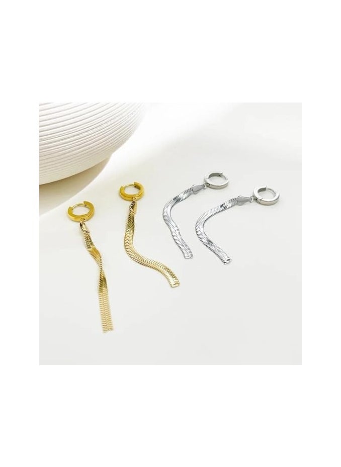 Fayrouz Jewellery - Dangle earrings made of stainless steel plated with 18-karat gold, with a modern, shiny, winding snake design for women and teenage girls, suitable for all people, from Fayrouz Jewelry. shaving - Image 1