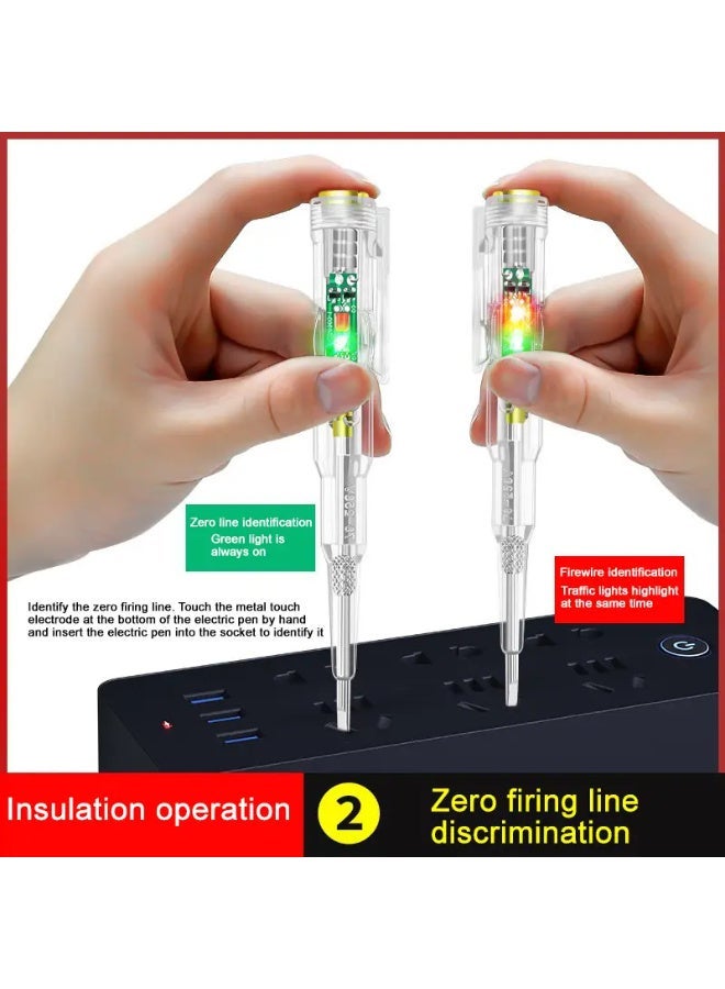 قلمان لاختبار الجهد الكهربائي: كاشف جهد، قلم اختبار جهد رقمي AC/DC 70-250 فولت مع شاشة LED - Image 2