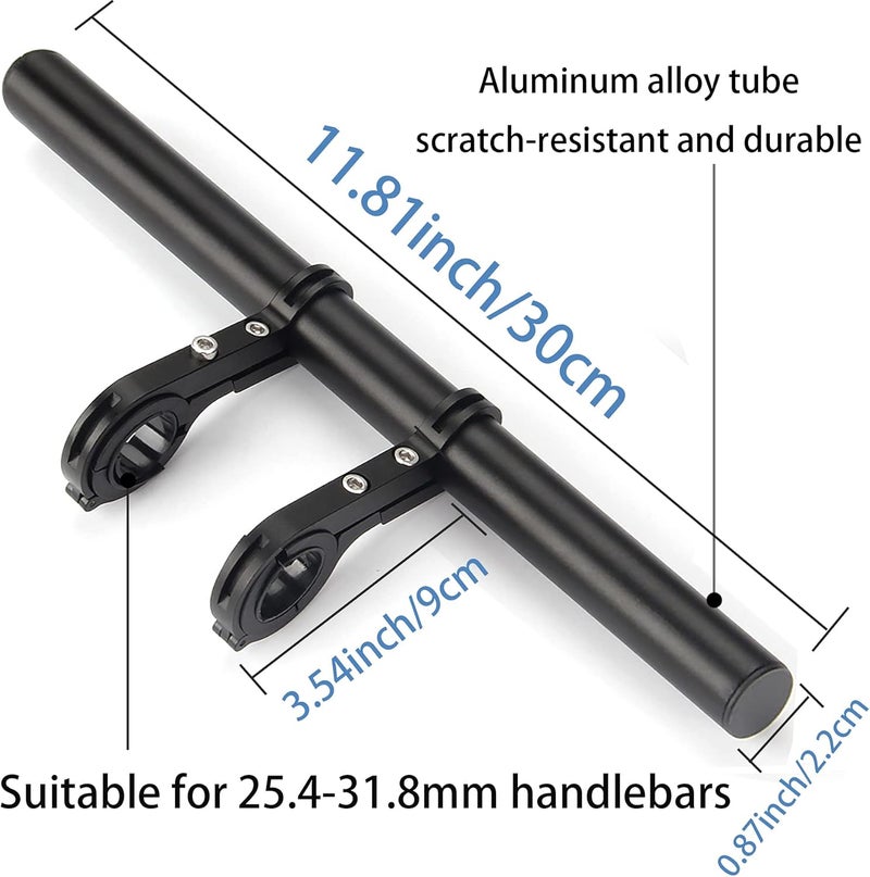 XNX Bike Bicycle Double Handlebar Extender Extension,11.8"(30 cm) Aluminum alloy Super Long Bracket Accessories，For Bike Mounts,Extender Bars, Headlights,Light Lamp,Phone Mount,For 31.8mm/25.4mm caliber - Image 3