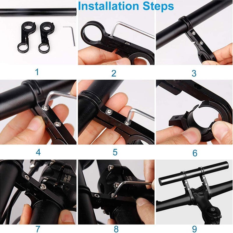 XNX Bike Bicycle Double Handlebar Extender Extension,11.8"(30 cm) Aluminum alloy Super Long Bracket Accessories，For Bike Mounts,Extender Bars, Headlights,Light Lamp,Phone Mount,For 31.8mm/25.4mm caliber - Image 5