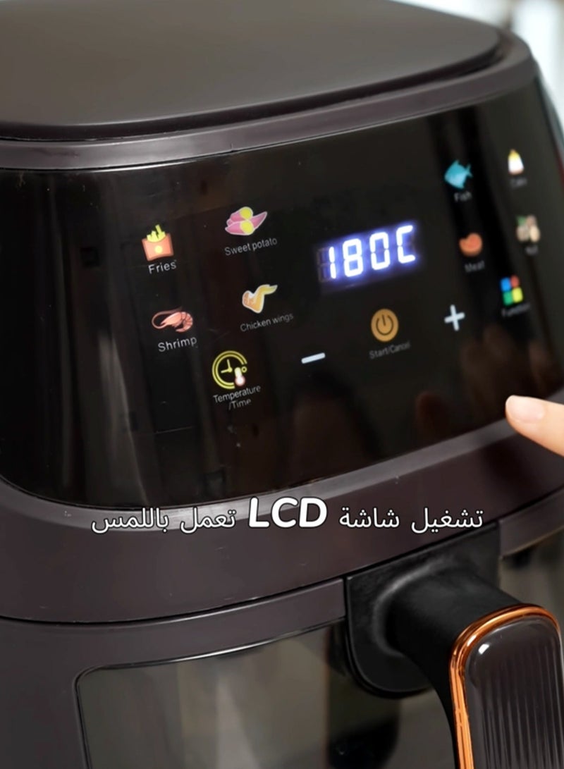 ET-LIFE Digital Air Fryer, 2400W, 8L, 8 Presets, Crispy and Healthy Cooking, Rapid Air Technology & Led Display, Best for Frying, Grilling, Roasting, Baking, QF-305 - Image 2