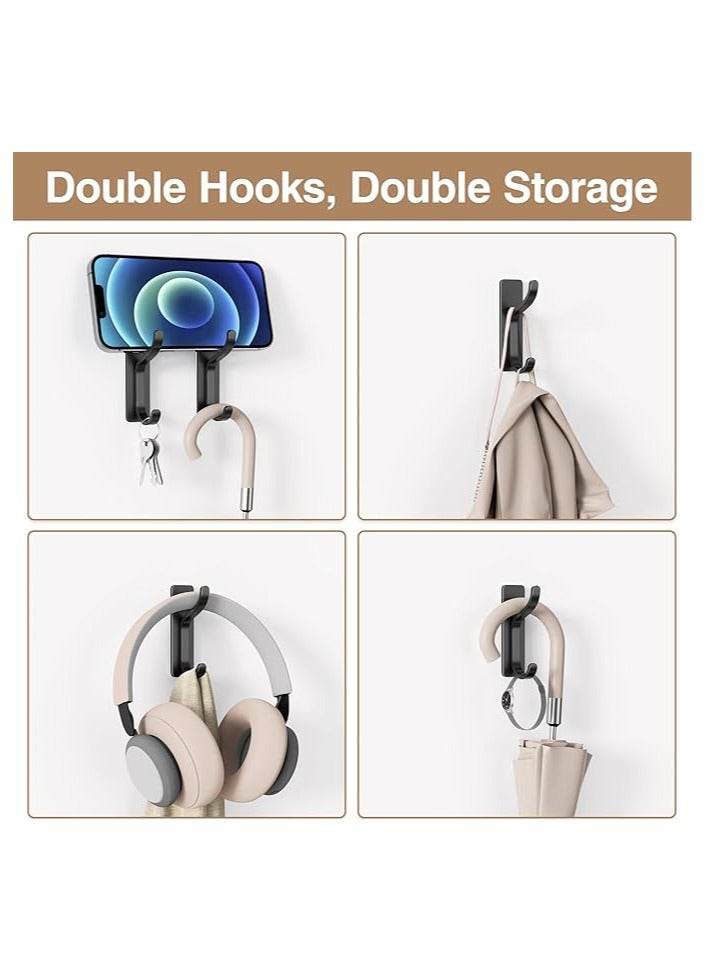عربست خطافات تعليق على الحائط والباب: خطافات لاصقة للقبعات والمناشف والحقائب والملابس والمفاتيح وحقائب الظهر، وشماعات للمطبخ والحمام والدش، متينة وقابلة للالتصاق، تتحمل وزن 13 رطلاً، مصنوعة من الفولاذ المقاوم للصدأ، لون أسود، عبوة من 4 قطع - Image 2
